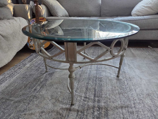 Round Glass Table with Metal Base