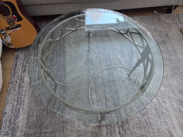 Round Glass Table with Metal Base - photo 2