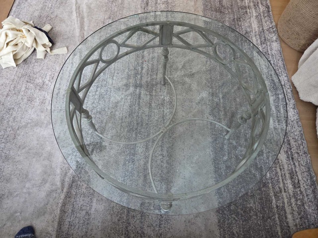 Round Glass Table with Metal Base - photo 3