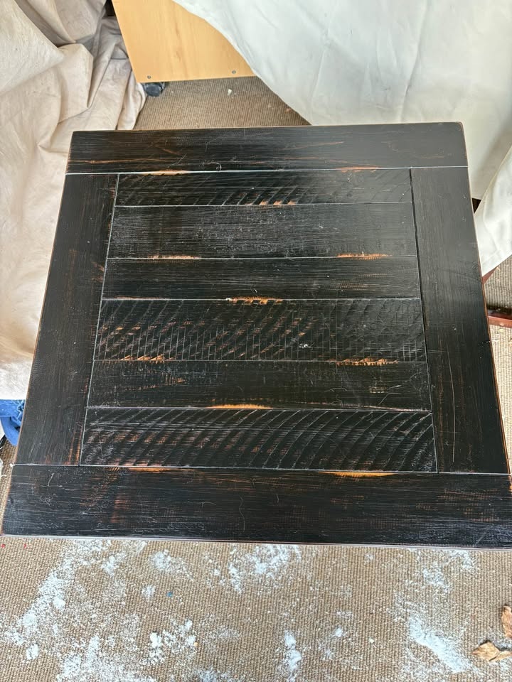 Distressed Dark Wood Nightstand w Drawer & Shelf - photo 4