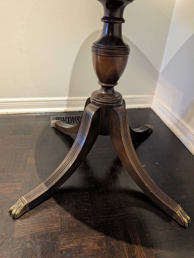 Antique Solid Wood Round Side Table - photo 3