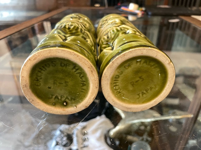 2 Rare Green Tiki Mugs Orchids of Hawaii Vintage - photo 3