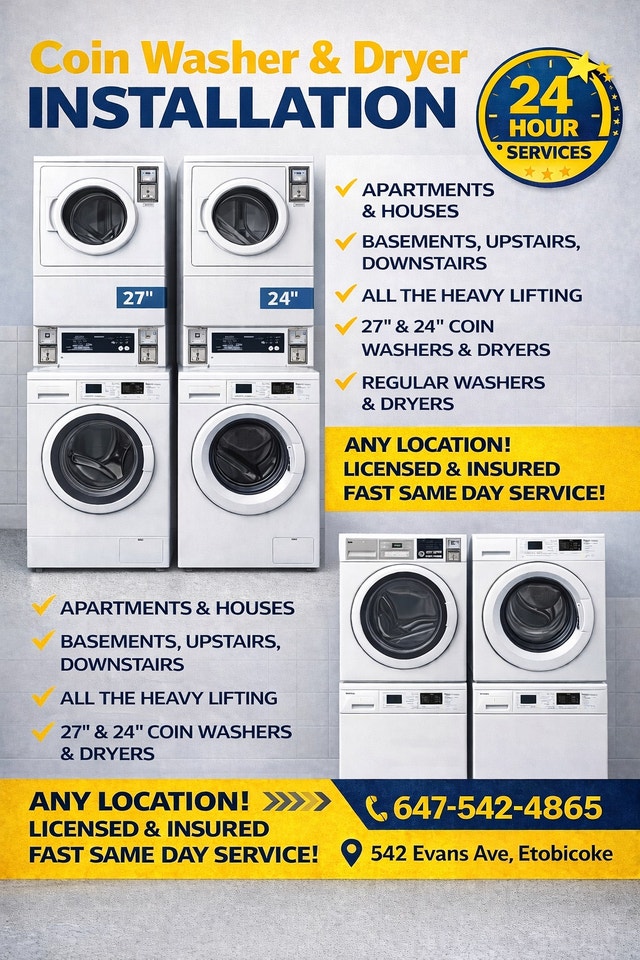 COMMERCIAL WASHER N DRYER INSTALLATION