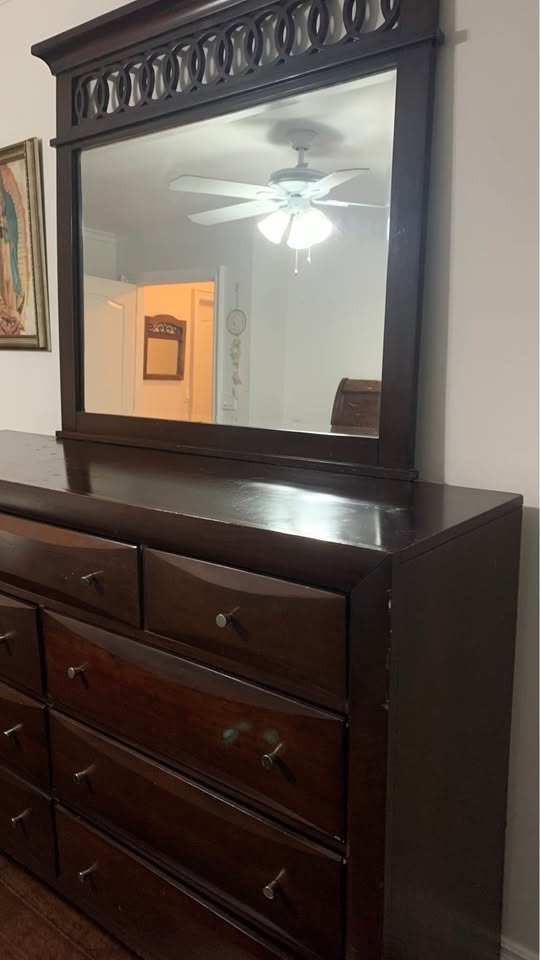 Dark Wood Dresser with Mirror – 9 Drawers - photo 2