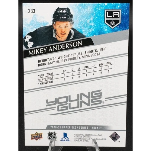 2020 Upper Deck Mikey Anderson Young Guns Speckled Rainbow Foil - photo 3