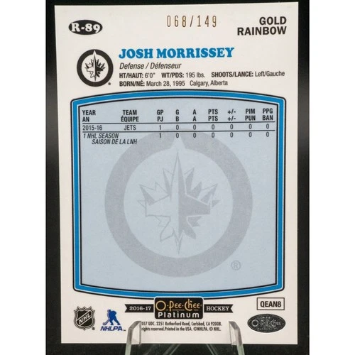 2016 OPC Platinum Josh Morrissey Rookie Gold Rainbow /149 #R-89 - photo 2
