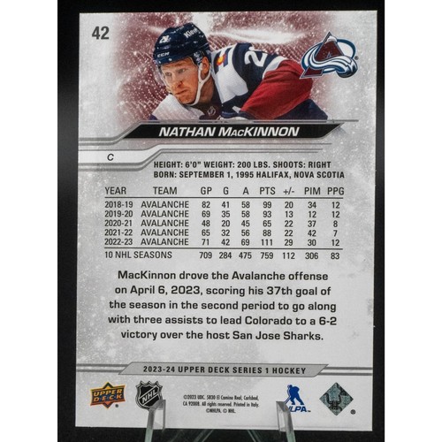 2023 Upper Deck Nathan MacKinnon Speckled Rainbow #42 - photo 2