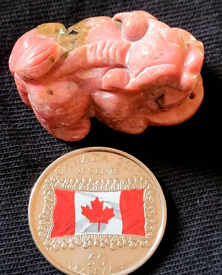 Natural Carved Rhodochrosite Pixiu image indicator(7)