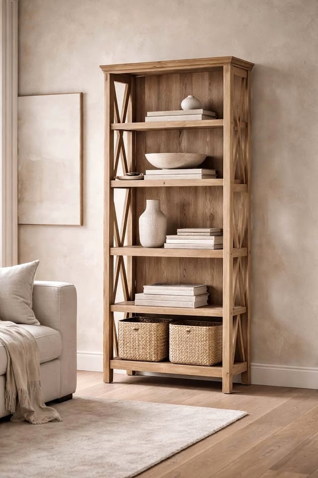 Reclaimed Pine 5-Shelf Bookcase – RH Inspired (Brand New)