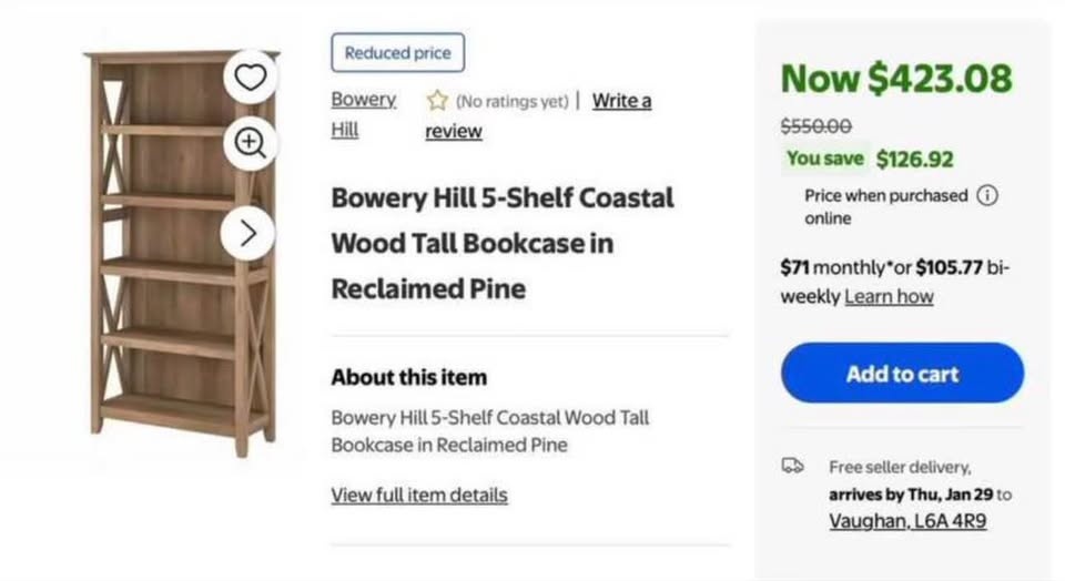 Reclaimed Pine 5-Shelf Bookcase – RH Inspired (Brand New) - photo 2