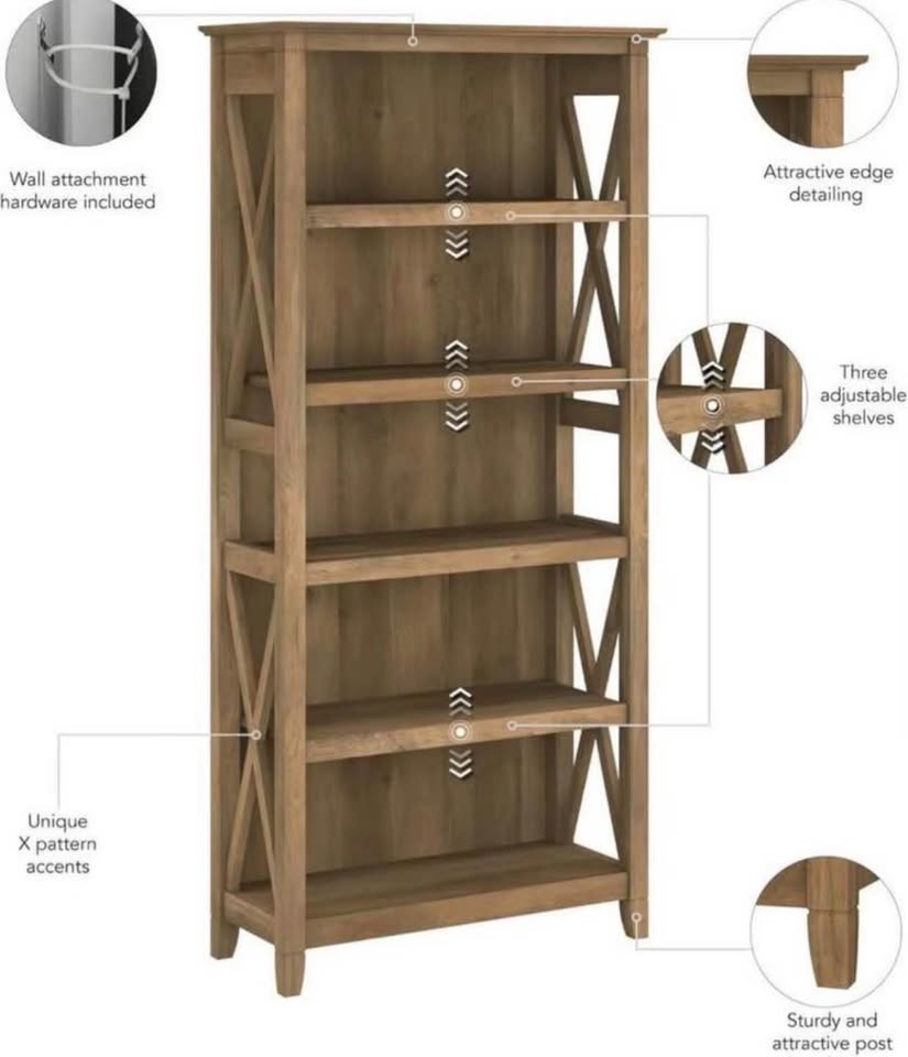 Reclaimed Pine 5-Shelf Bookcase – RH Inspired (Brand New) - photo 4