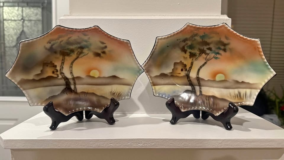 Vintage German Hand-Painted Porcelain Plates – Pair – The Gloria