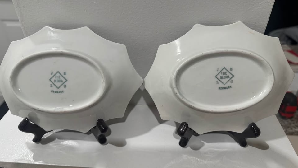 Vintage German Hand-Painted Porcelain Plates – Pair – The Gloria - photo 2