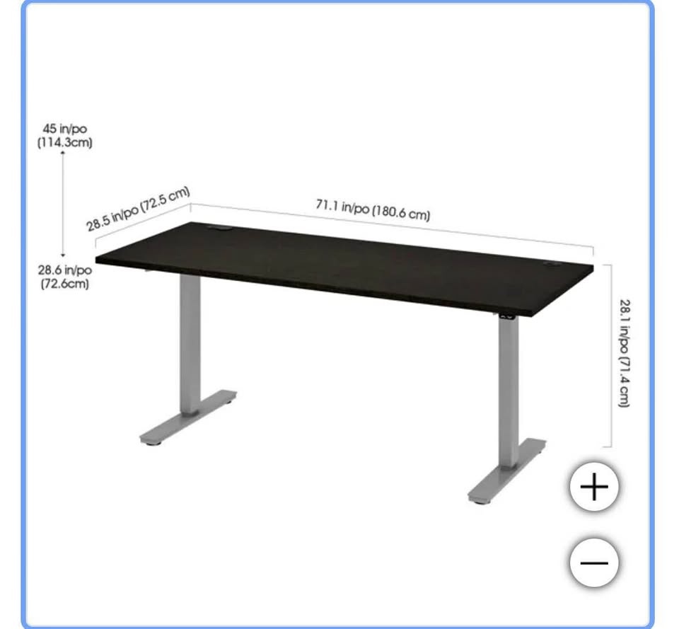 Bestar Upstand Height-Adjustable Desk - Dark Brown