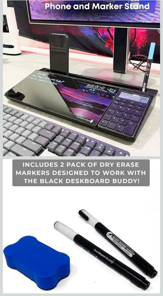 DeskBoard Buddy Desktop Whiteboard (Black with Calculator) - photo 2