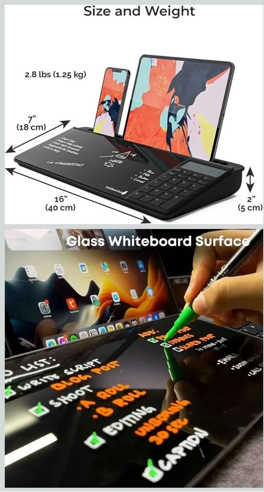 DeskBoard Buddy Desktop Whiteboard (Black with Calculator) - photo 4