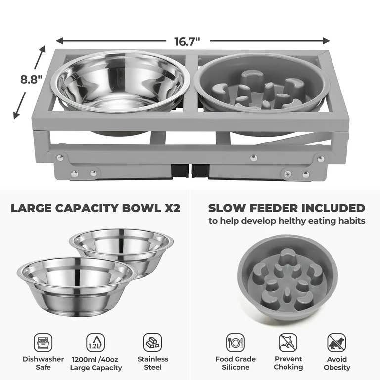 UNOPENED Elevated Raised Dog Bowl Slow Feeder Adjustable Stand - photo 3