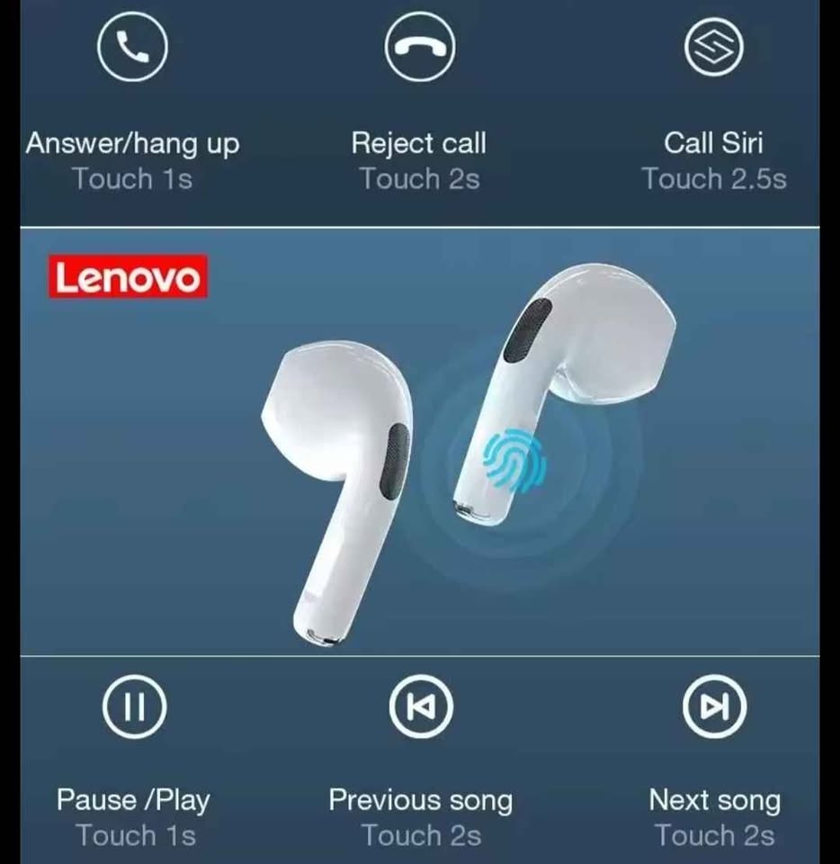 Lenovo Wireless Earbuds w/ Subwoofer & Touch Control - photo 3