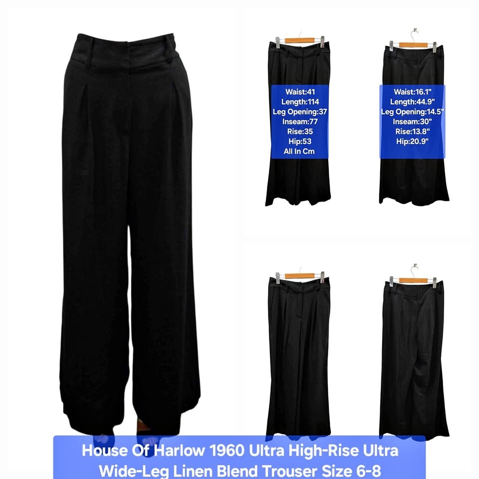 🏆 House Of Harlow Ultra High-Rise Wide-Leg Trousers Size 6-8
