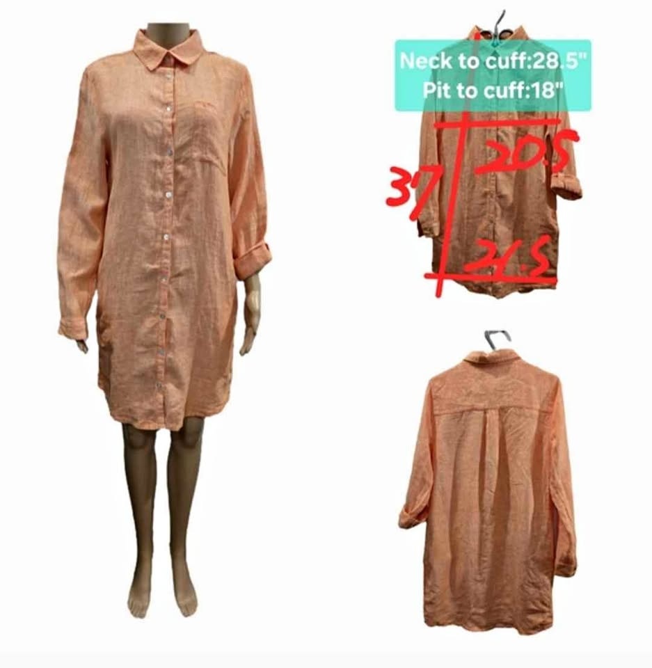 🏆 C&C California Linen Button Down Shirt Dress - Size M/L