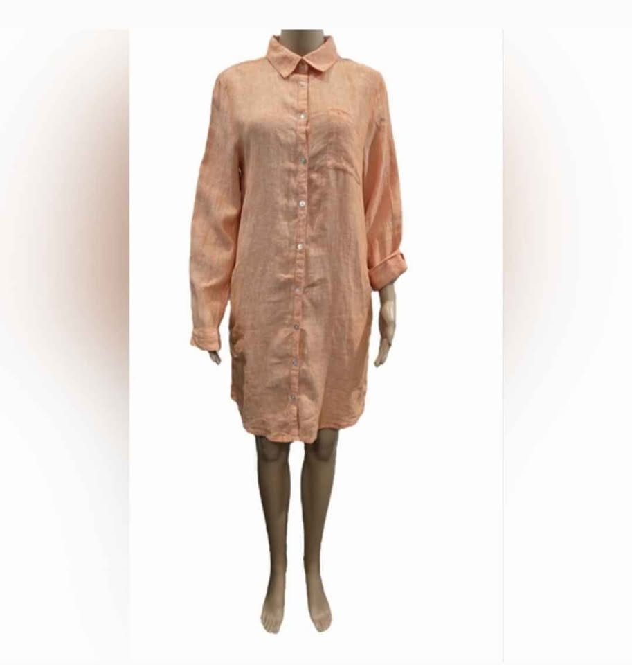 🏆 C&C California Linen Button Down Shirt Dress - Size M/L - photo 3