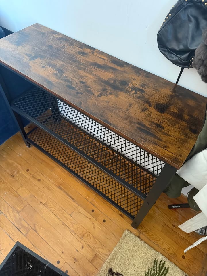 Long Side Table with Storage Shelves - photo 2