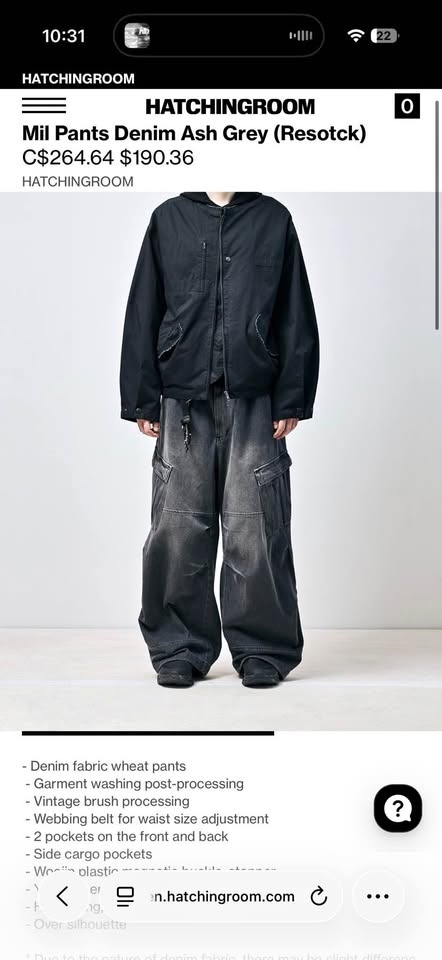 Hatchingroom Mil Pants Denim (Ash Grey)