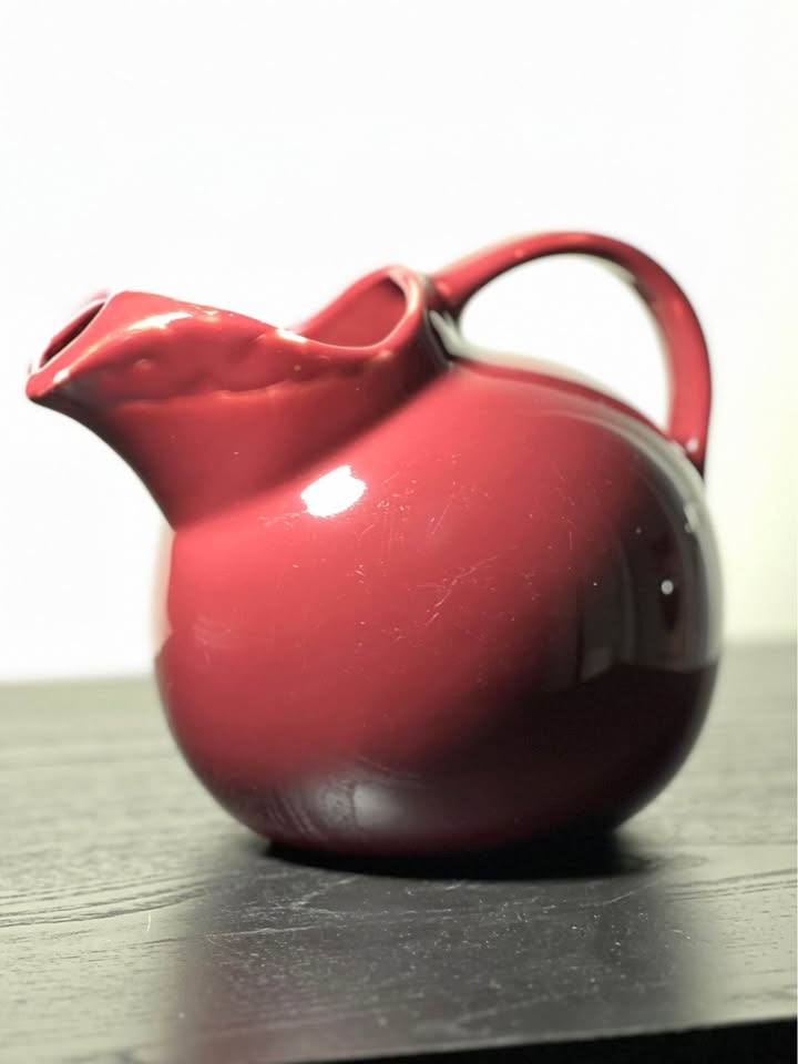Vintage Chefsware USA Maroon Red Ceramic Ball Water Pitcher - photo 2