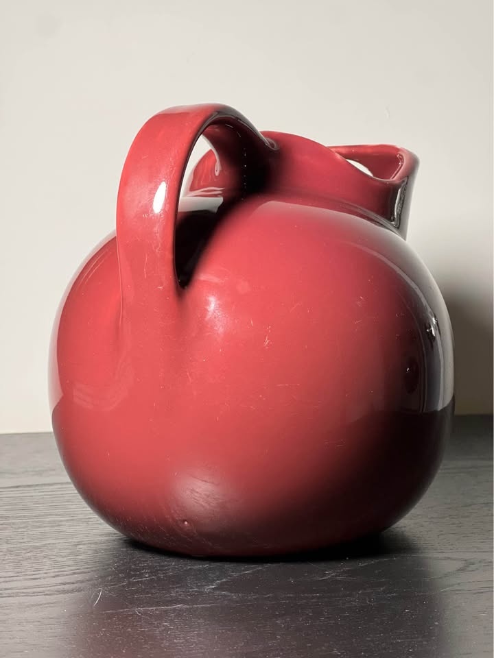 Vintage Chefsware USA Maroon Red Ceramic Ball Water Pitcher - photo 3