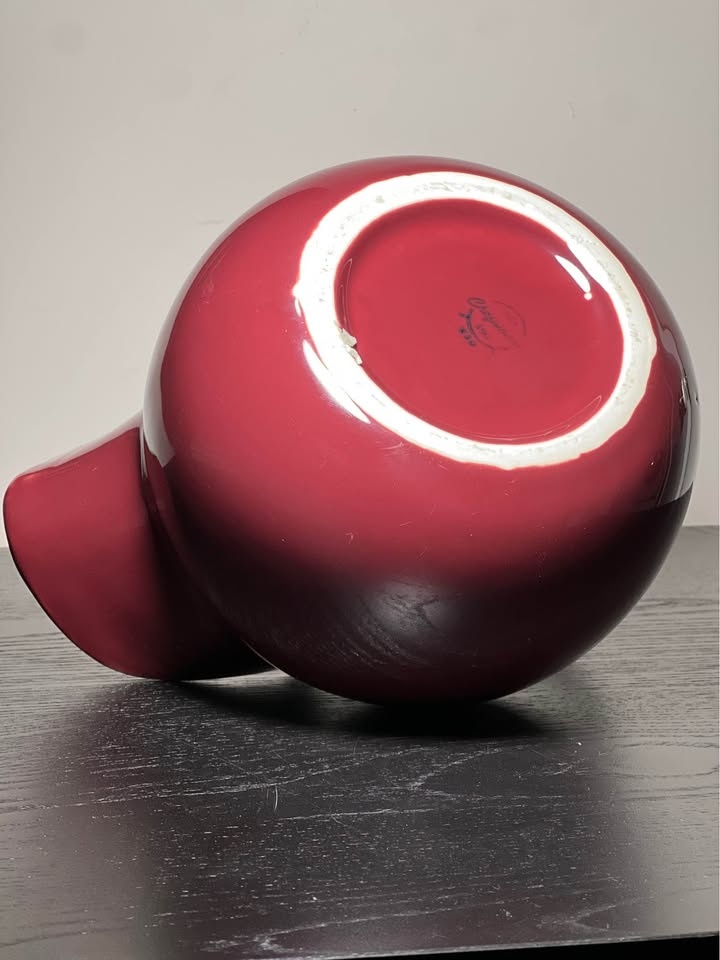 Vintage Chefsware USA Maroon Red Ceramic Ball Water Pitcher - photo 5