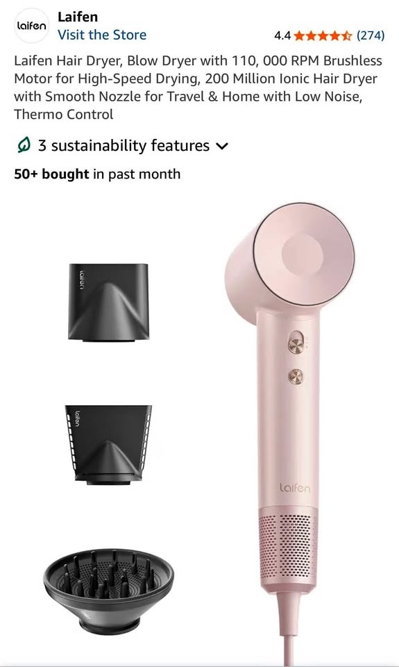 Laifen Hair Dryer with 110,000 RPM Brushless Motor