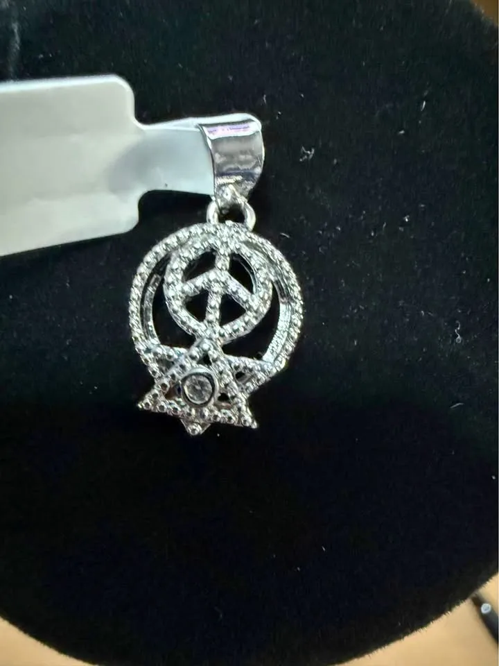 925 Sterling Silver peace sign and Jewish star pendant thumbnail
