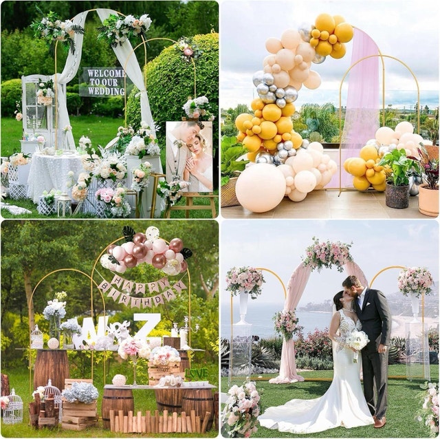 Arch Backdrop Stand - 6ft & 7.2ft Gold Metal Arches w/ White Cov - photo 4