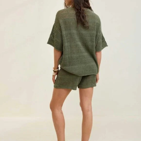 NWT Aerie Crochet Oversized Short Sleeve Sweater - Size Small - photo 3
