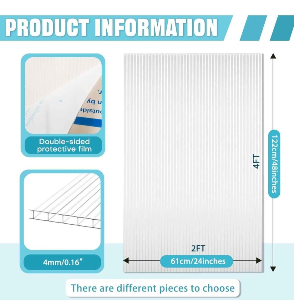 Polycarbonate Clear Greenhouse Panels, 4'x2'x0.16 - photo 2