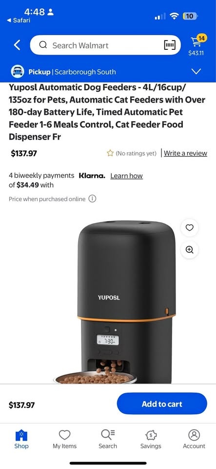 Yuposl Automatic Dog Feeder - 4L/16cup