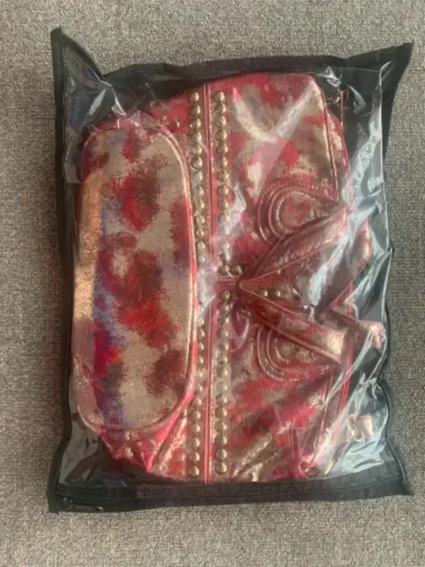 Red Golden shiny Brand new party handbag image indicator(2)