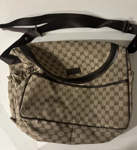Gucci Diaper Shoulder Bag GG Monogram Canvas Beige 123326