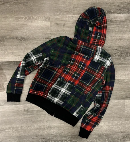 Polo Ralph Lauren Patchwork Tartan Plaid Hoodie Men's Medium New - photo 2
