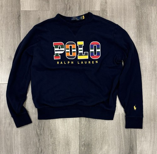 Polo Ralph Lauren Sweatshirt Mens Medium Navy Blue Logo Pullover