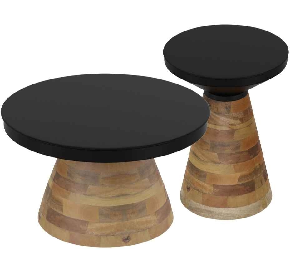 Boden 2-Piece Contemporary Round Table Set - Black/Walnut - photo 3