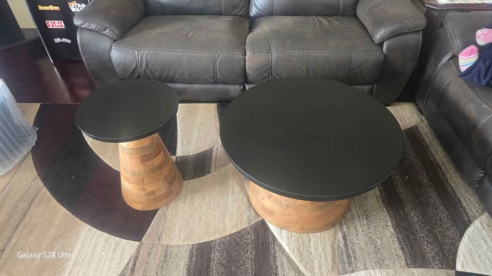 Boden 2-Piece Contemporary Round Table Set - Black/Walnut - photo 4