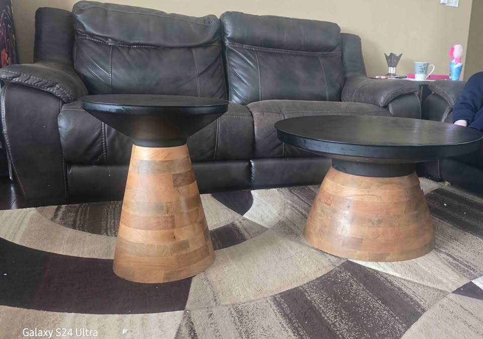 Boden 2-Piece Contemporary Round Table Set - Black/Walnut - photo 5