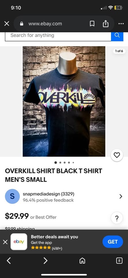 2013 OverKill Band T-Shirt Vintage Graphic Tee - photo 5