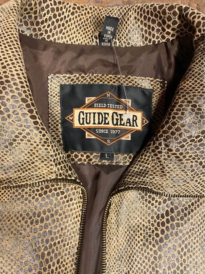 1990s Guide Gear Vintage Leather Snake Print Western Zipup L - photo 2