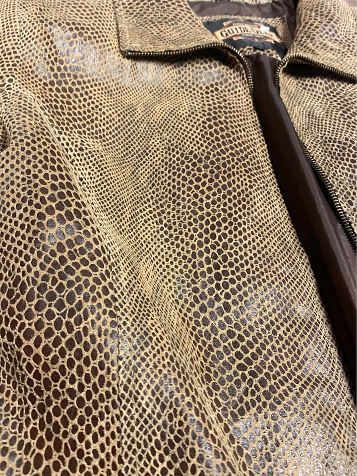 1990s Guide Gear Vintage Leather Snake Print Western Zipup L - photo 4