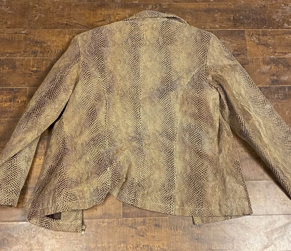 1990s Guide Gear Vintage Leather Snake Print Western Zipup L - photo 5