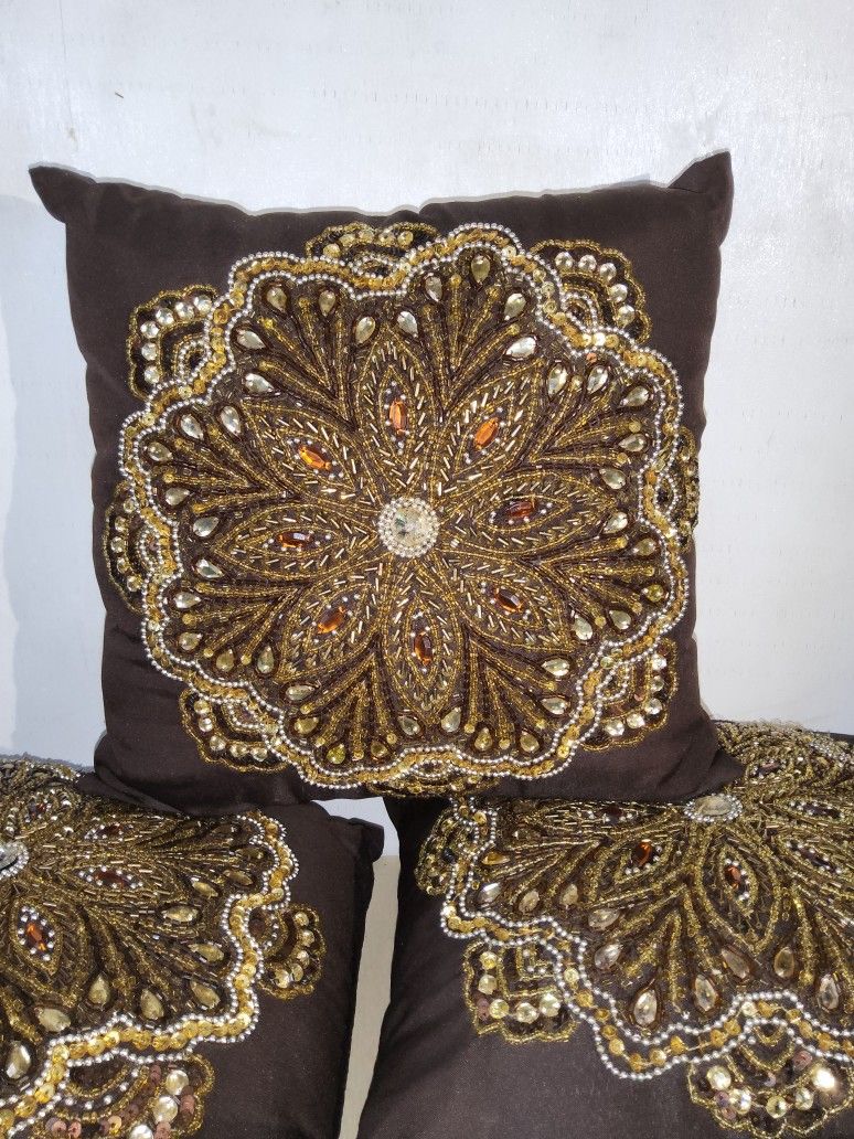 Pier 1 Imports 5 Blue Brown Turquoise Throw Pillows - photo 3