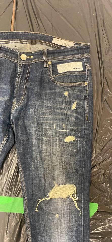 RARE Off-White Virgil Abloh Distressed Reconstructed Graphic Jea - photo 3