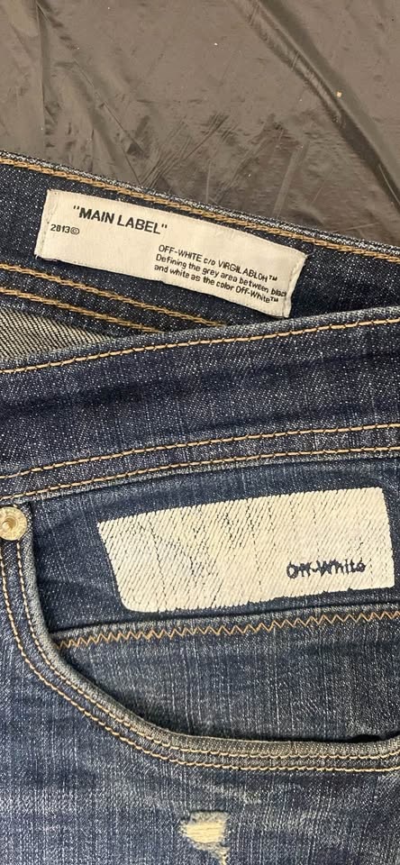 RARE Off-White Virgil Abloh Distressed Reconstructed Graphic Jea - photo 4